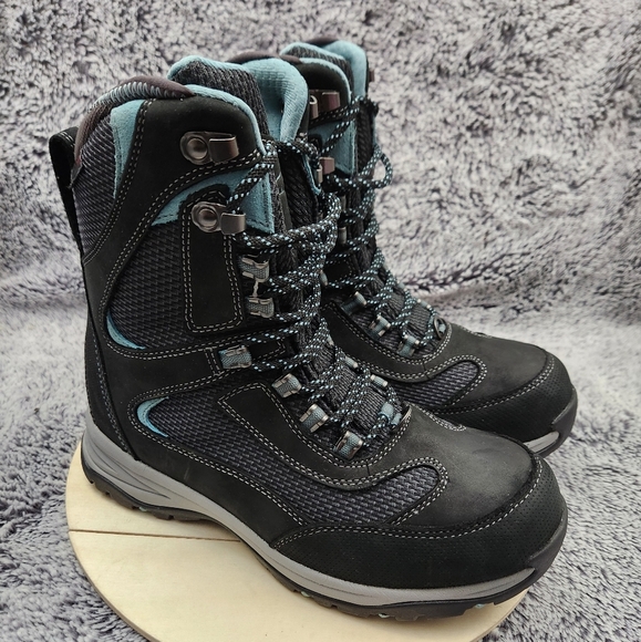 L.L. Bean Shoes - L.L. Bean Womens Tek 2.0 Winter Boots 8.5 M Black Blue Suede/ Mesh Primaloft 8"